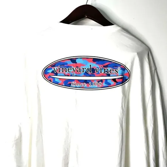 Vineyard Vines Long Sleeve Men XXL Whale Pullover Spellout Shirt Y2K Retro *READ - Picture 5 of 10